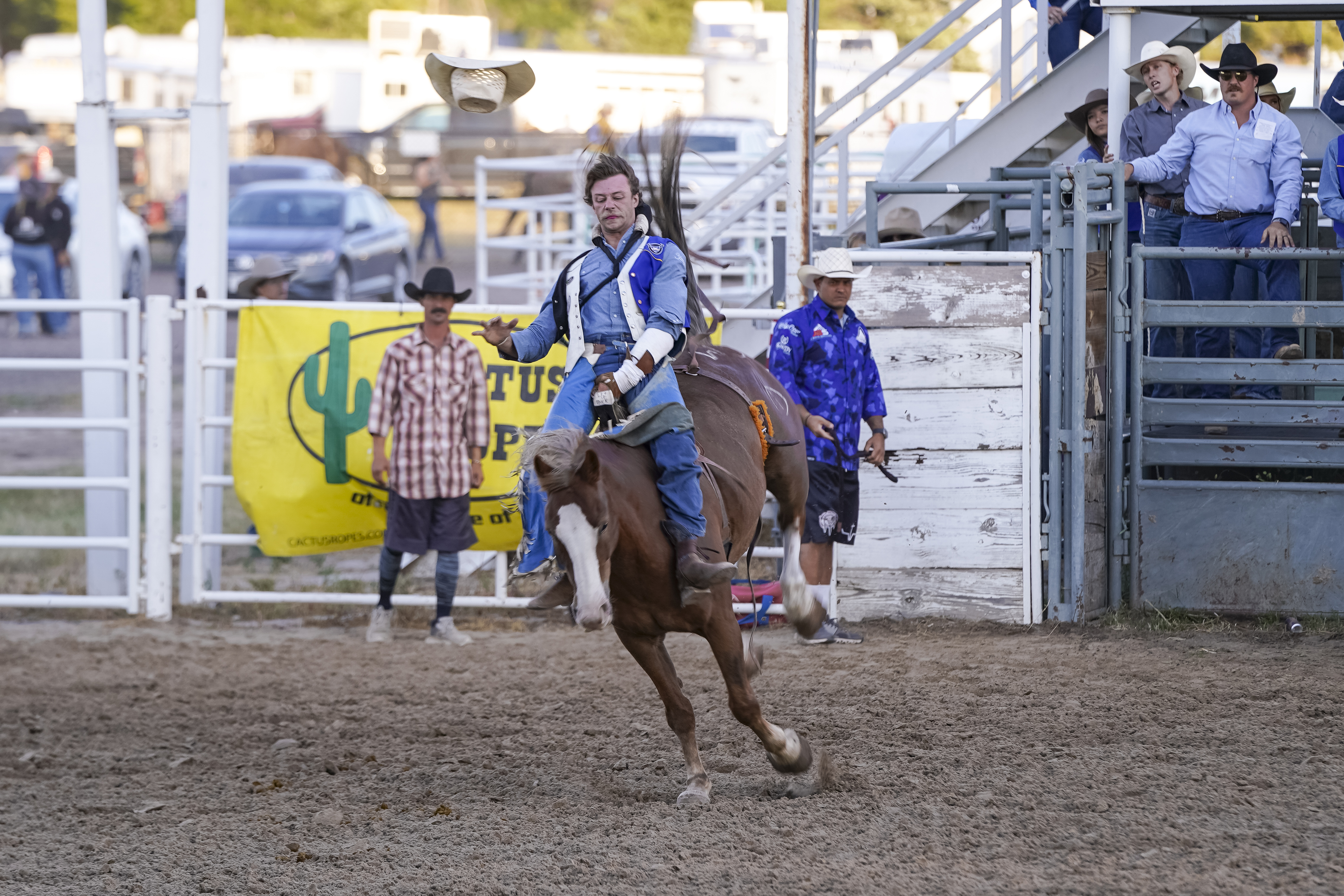 Jackson Lunn competes in bareback riding on the opening night of the Mid-Plains Community College Stampede. 